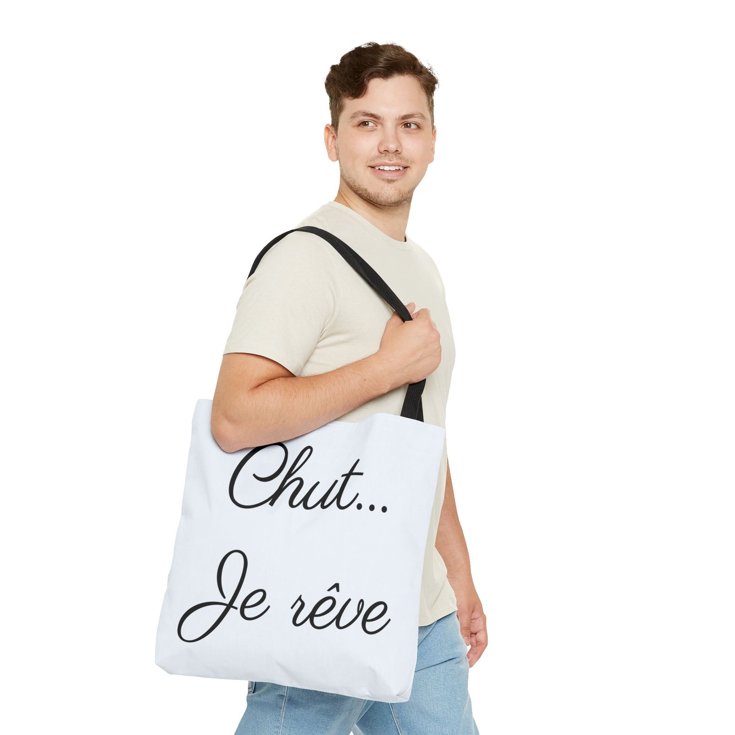 Tote Bag — "Chut... Je rêve" French Script Reversible Tote