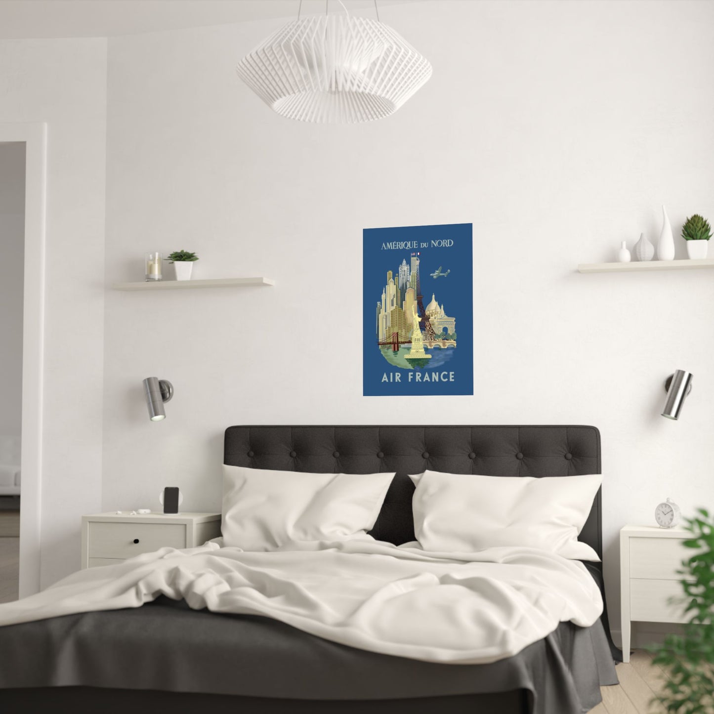 Vintage Air France North America Satin Poster