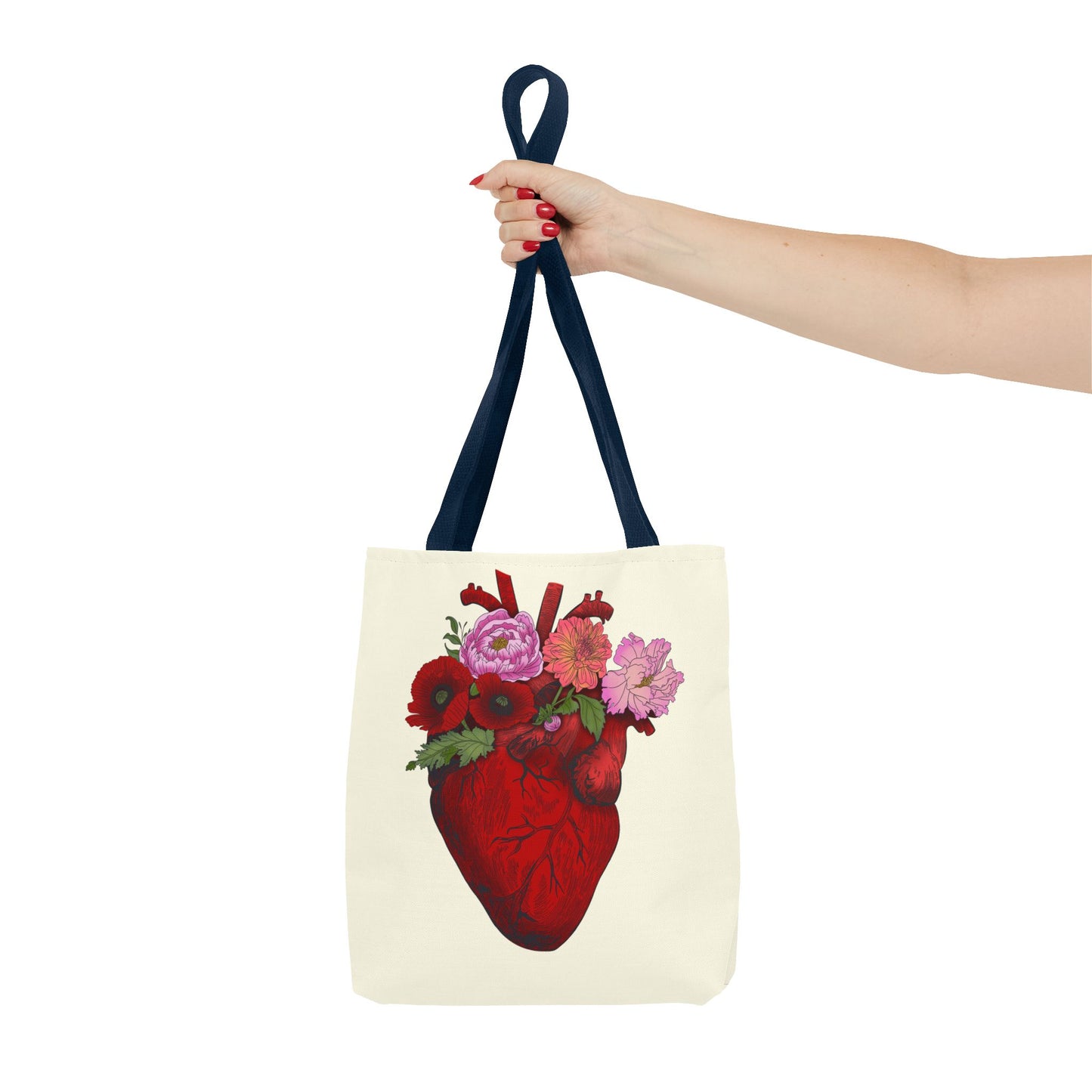 Anatomical Heart Floral Tote Bag — Valentine & Everyday Gift Tote