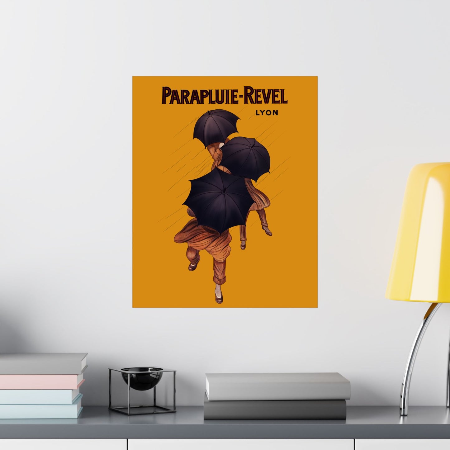 Vintage Parapluie Revel Lyon Umbrella Art Satin Poster