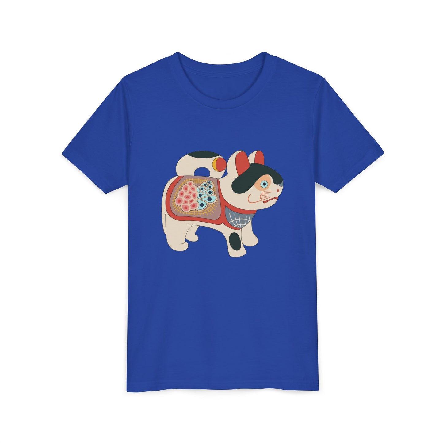Lucky Inu Hariko illustration by Kawasaki Kyosen Youth Tshirt— Japanese Lucky Cat Tee