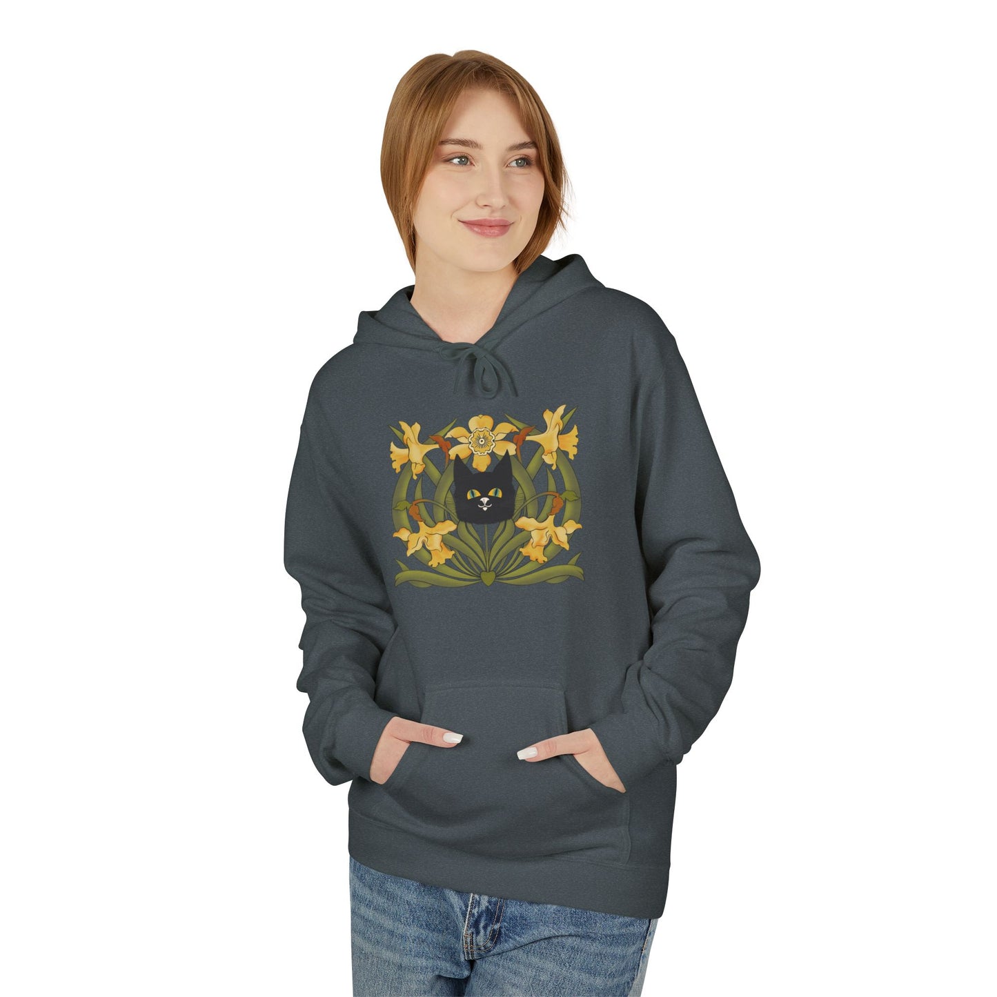 Daffodil Crest Hoodie — Vintage Floral Emblem Pullover