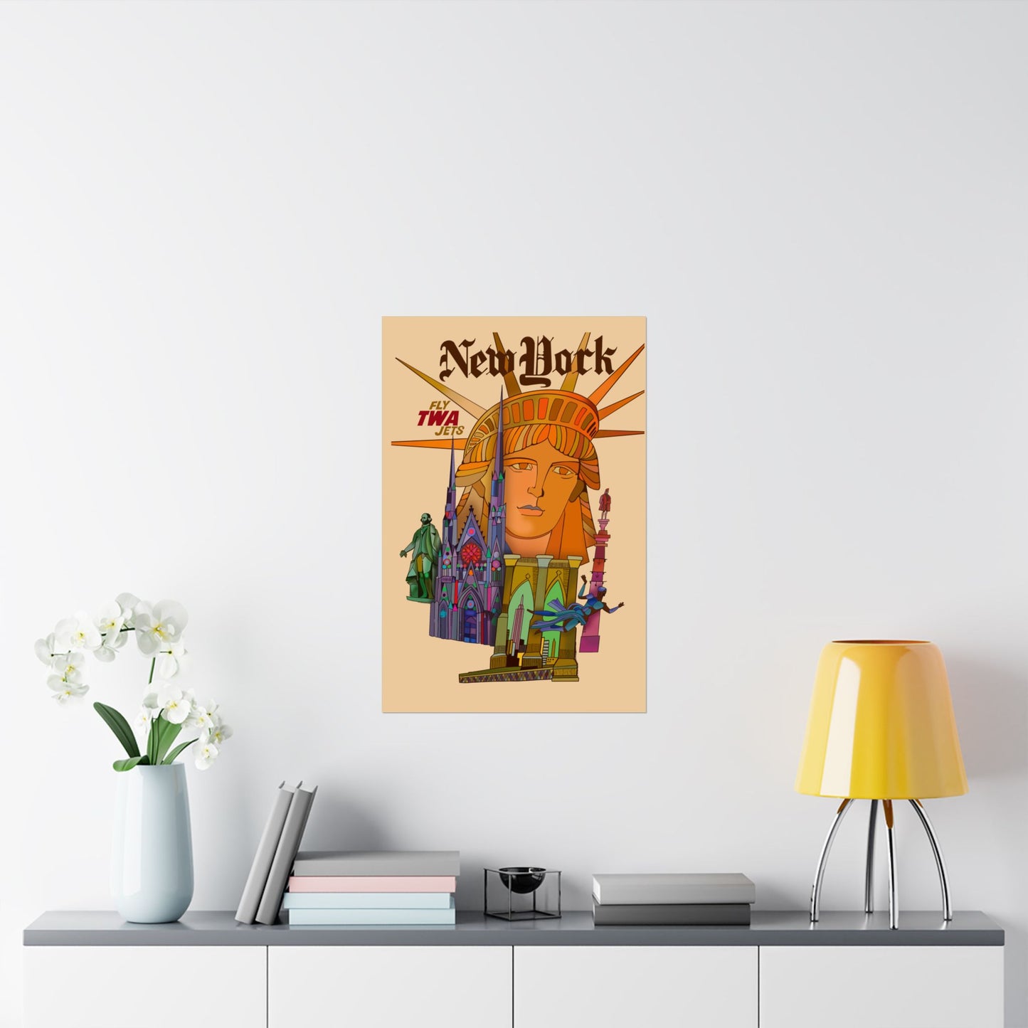 Vintage Travel Poster to New York Satin Poster High Definition