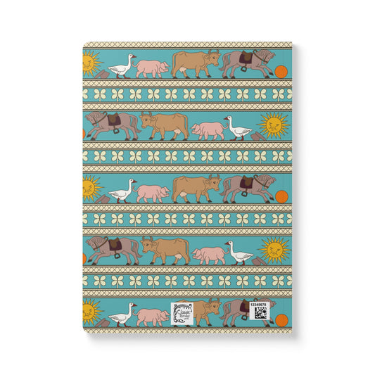 Vintage Book Cover with Farm Animal Softcover Journal