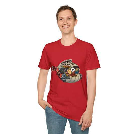 Vintage Japanese Puffer Fish Art T-Shirt — Colorful Japanese Pattern Graphic Tee