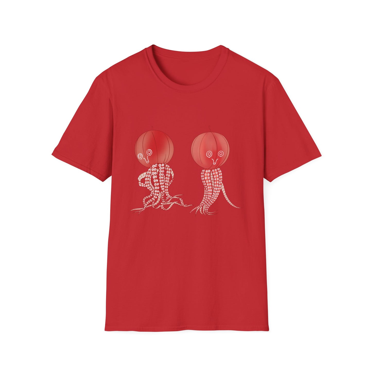 Red Jellyfish Duo by Koizumi Kawasaki TShirt — Cute Ocean Sea Creature Tees