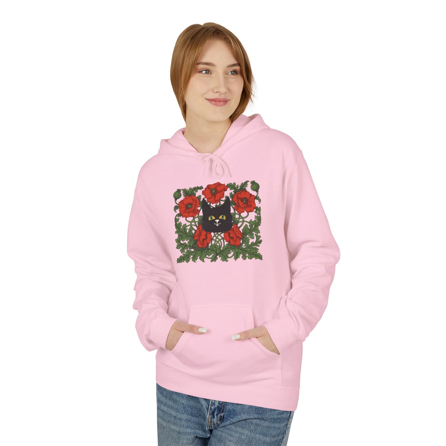 Poppy Floral Hoodie — Red Poppies Vintage Botanical Print