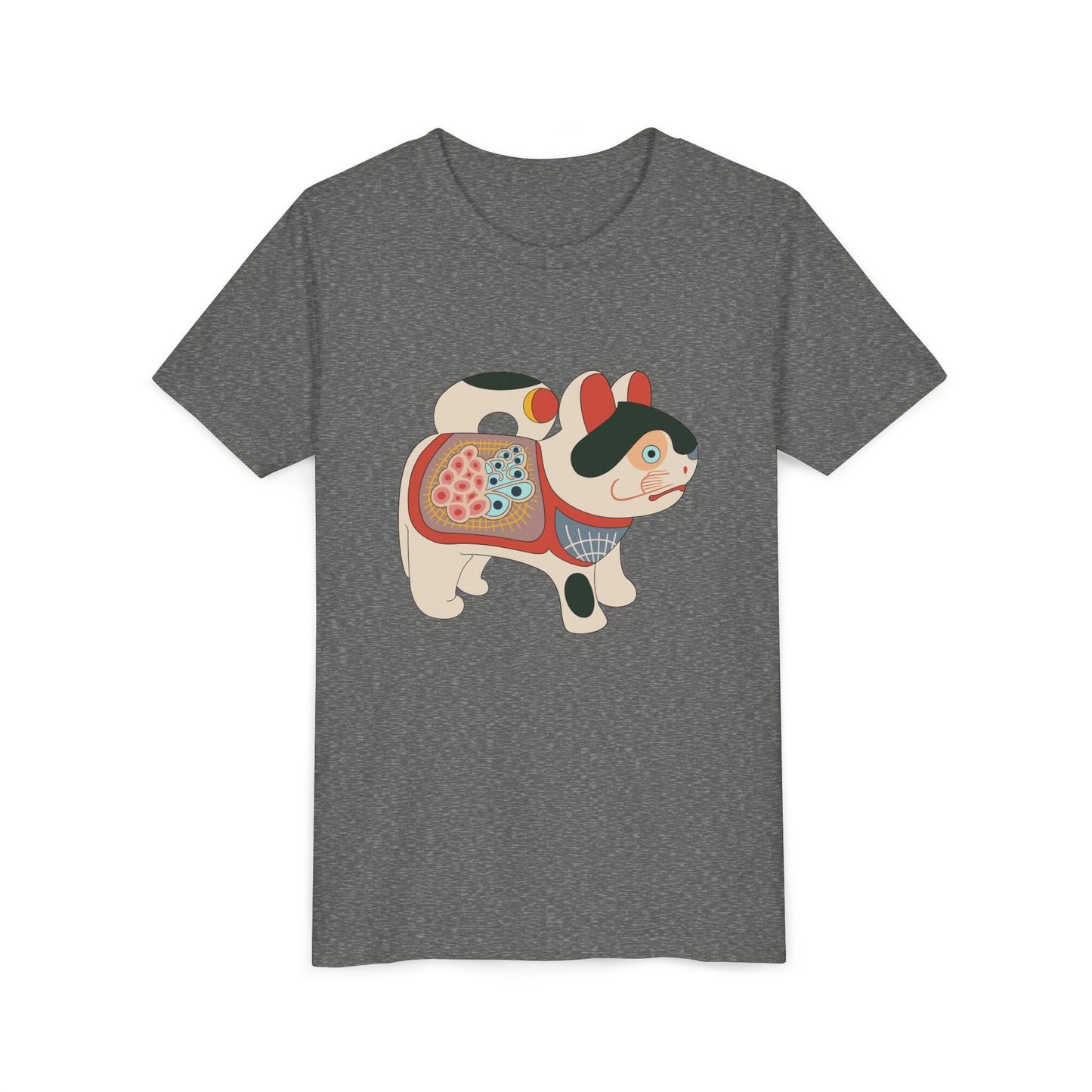 Lucky Inu Hariko illustration by Kawasaki Kyosen Youth Tshirt— Japanese Lucky Cat Tee