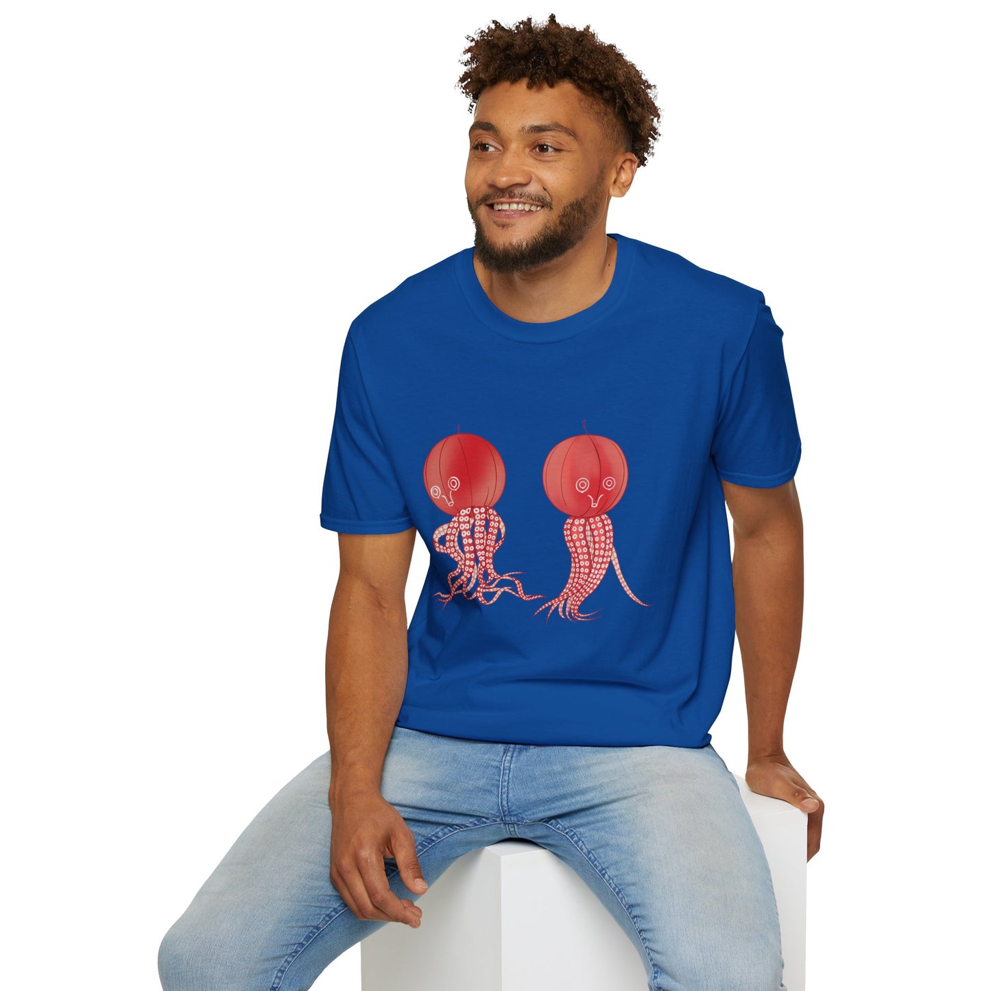 Red Jellyfish Duo by Koizumi Kawasaki TShirt — Cute Ocean Sea Creature Tees