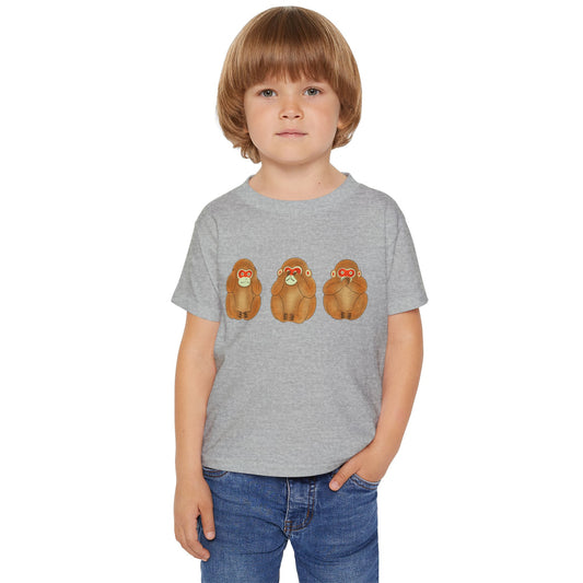 Three Wise Monkeys Fushimi clay doll Toddler TShirt | Three Wise Monkeys