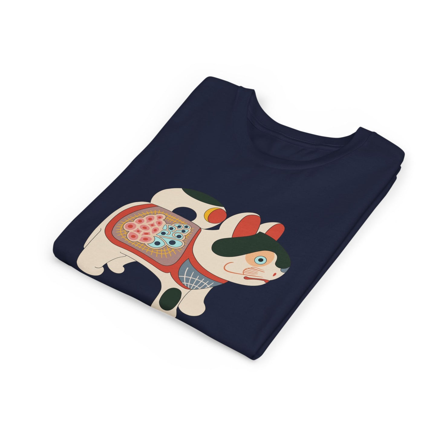 Lucky Inu Hariko illustration by Kawasaki Kyosen Youth Tshirt— Japanese Lucky Cat Tee