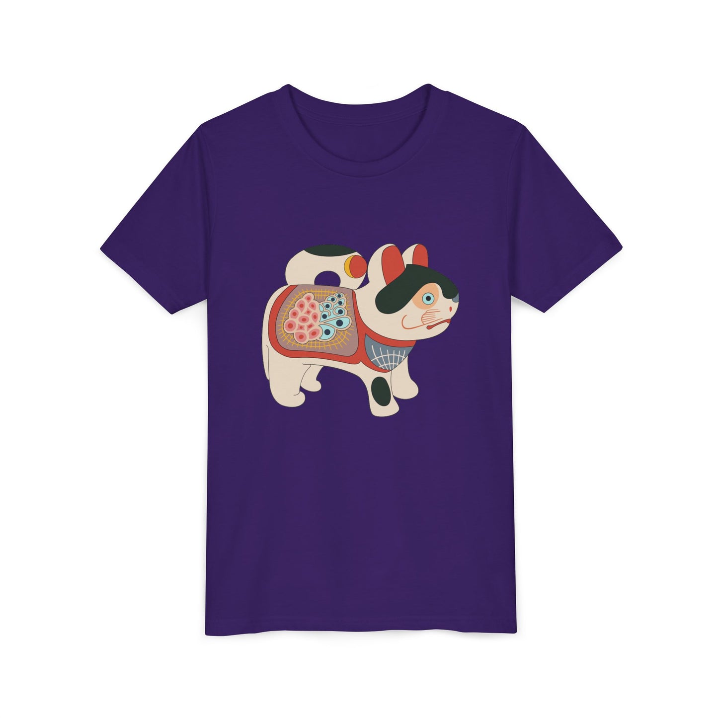 Lucky Inu Hariko illustration by Kawasaki Kyosen Youth Tshirt— Japanese Lucky Cat Tee