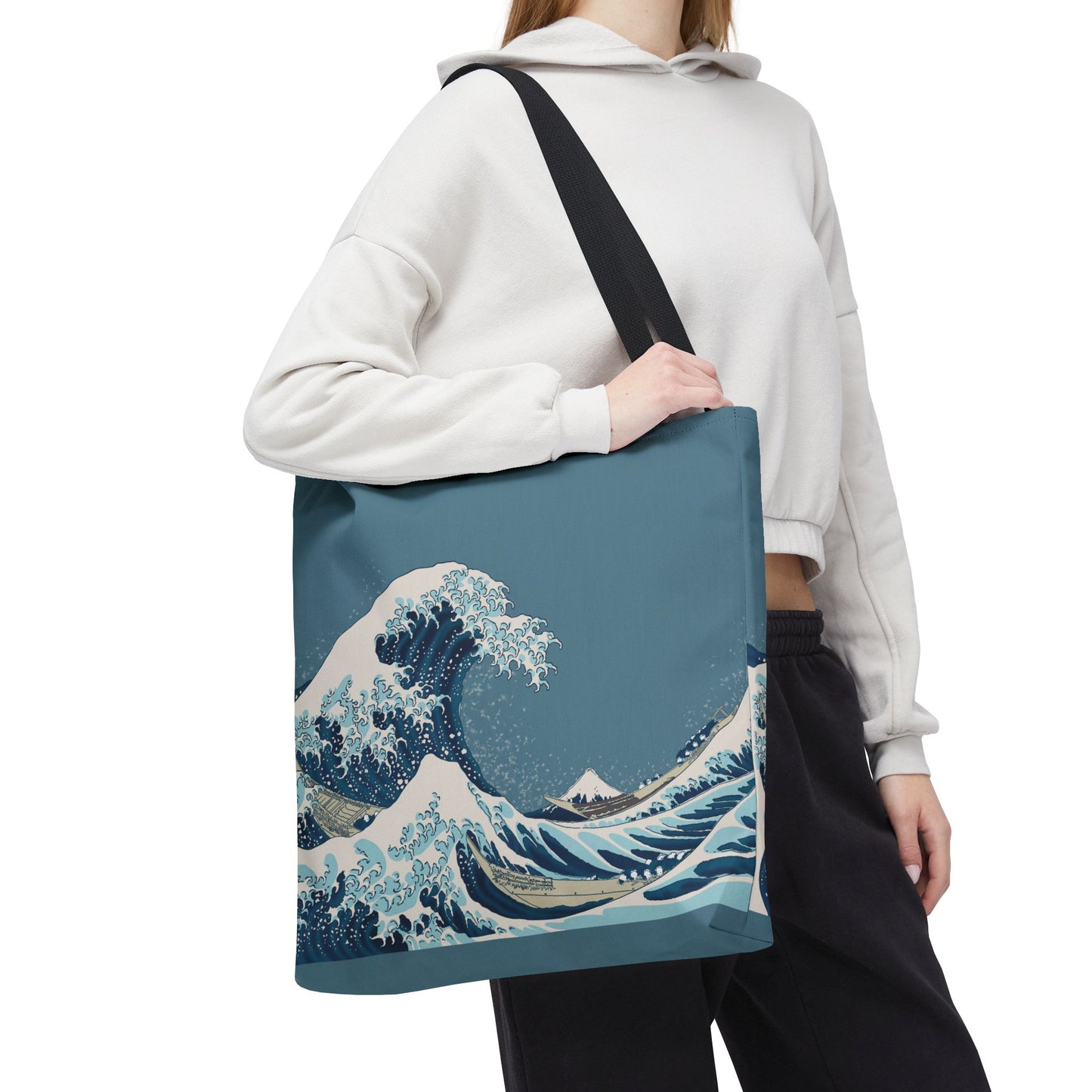 Hokusai Great Wave Tote Bag — Japanese Wave Print All-Over Canvas Beach & Market Tote