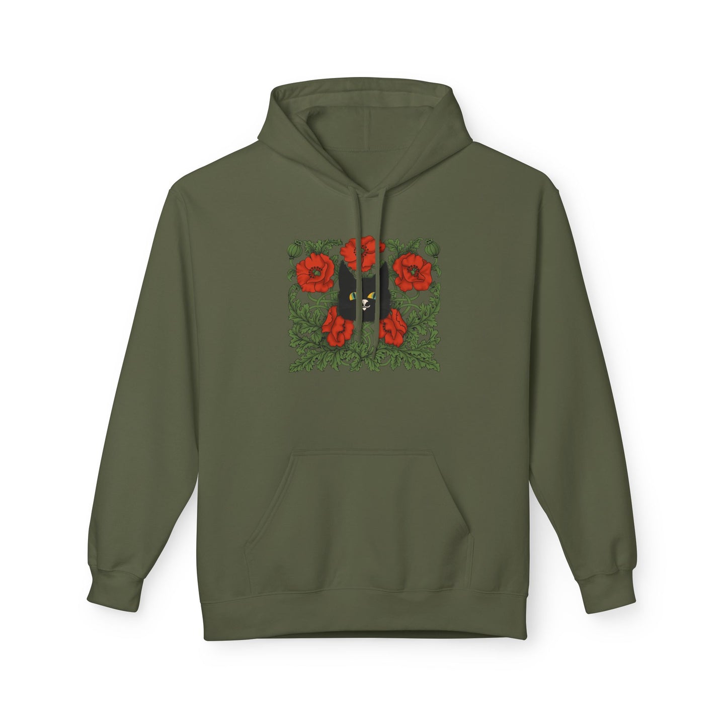 Poppy Floral Hoodie — Red Poppies Vintage Botanical Print