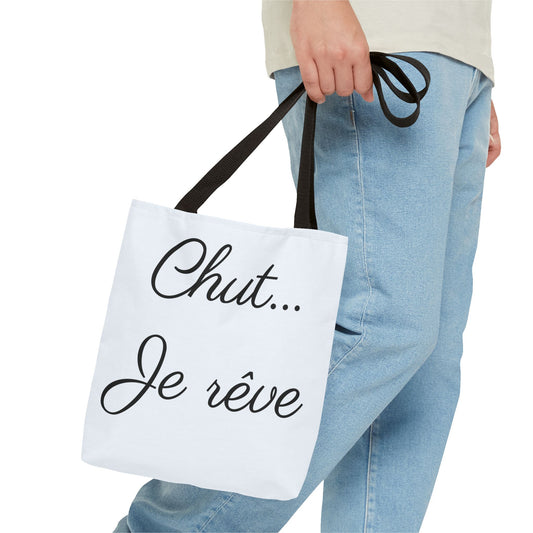 Tote Bag — "Chut... Je rêve" French Script Reversible Tote