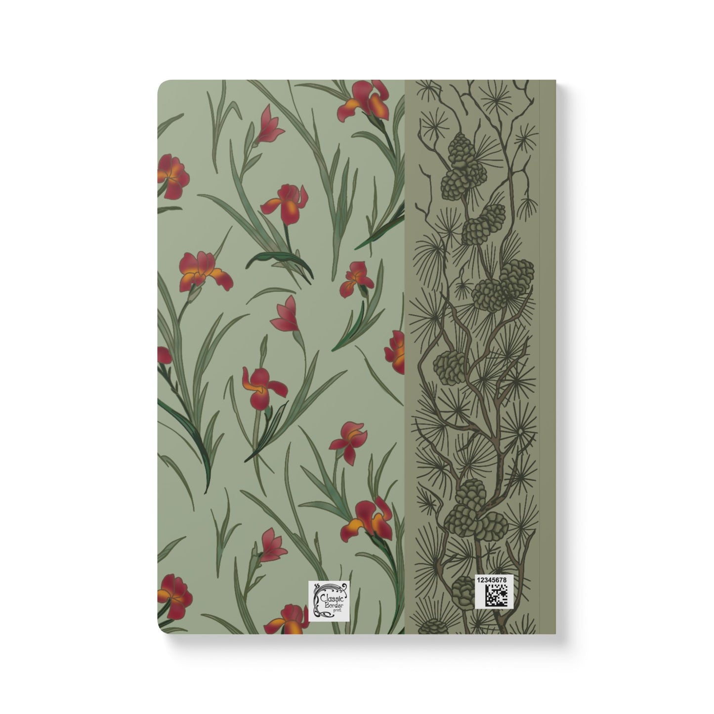 Vintage book Cover with red Irises Softcover Journal