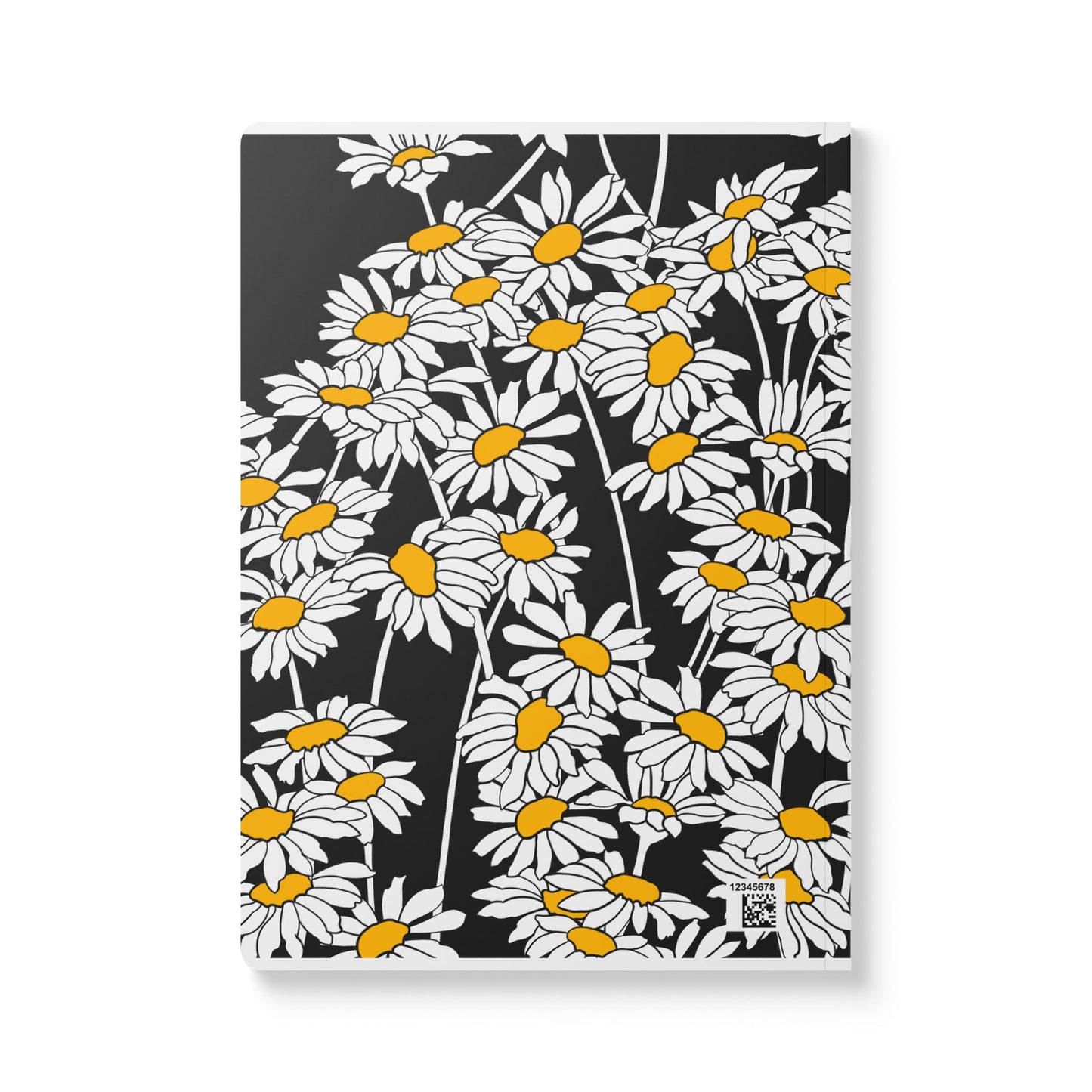 Vintage Black Cat Daisy Journal — Softcover Notebook with Floral Cat Design