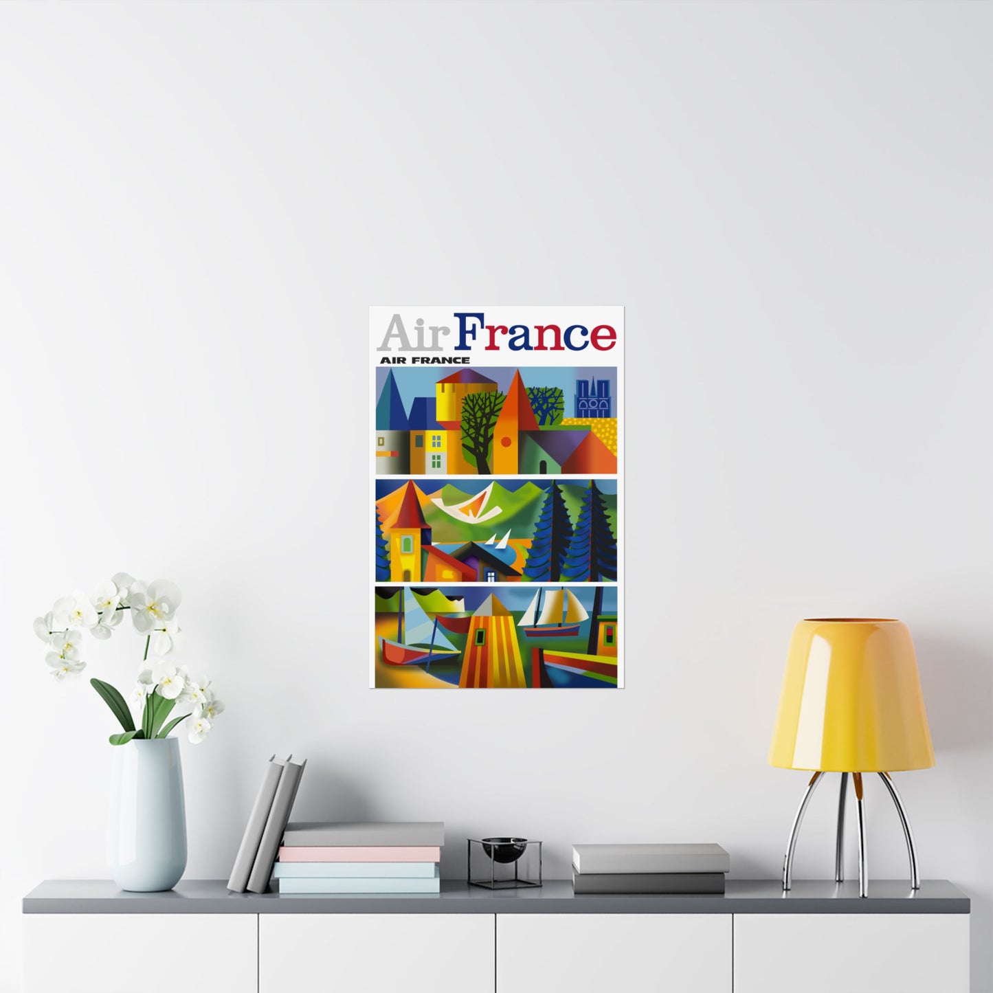 Vintage Air France Travel Destination Satin Poster