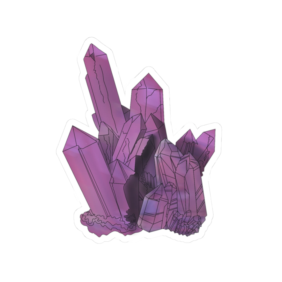 Vibrant Purple Crystals Cluster Sticker