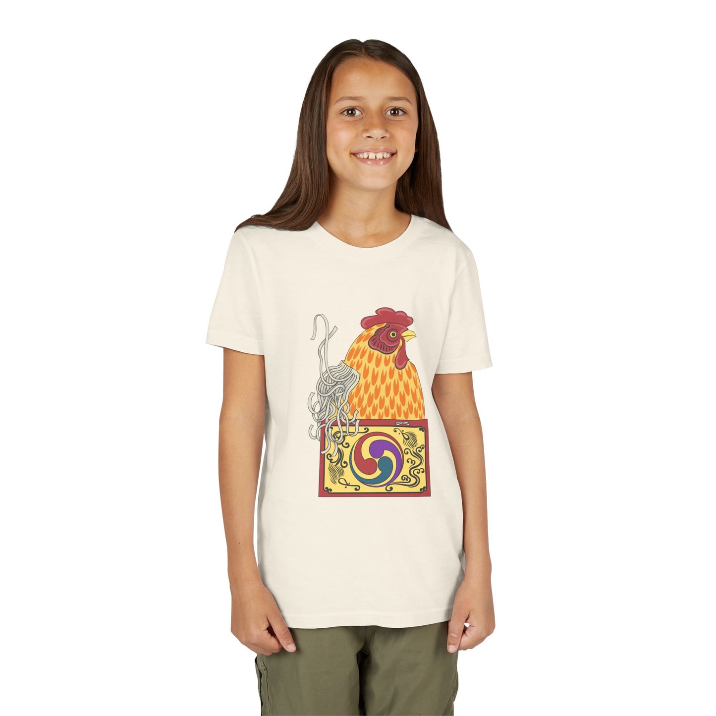 Japanese Rooster  Youth T-Shirt — Colorful Rooster Shimizu Seifū