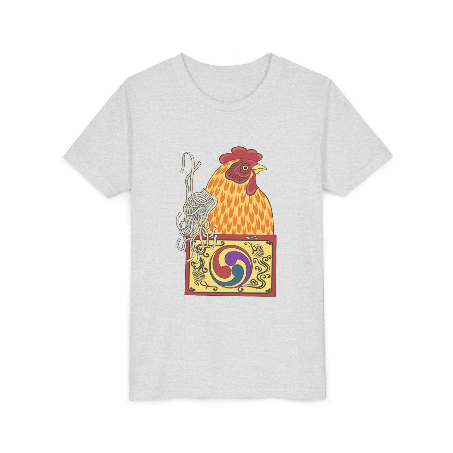 Japanese Rooster  Youth T-Shirt — Colorful Rooster Shimizu Seifū