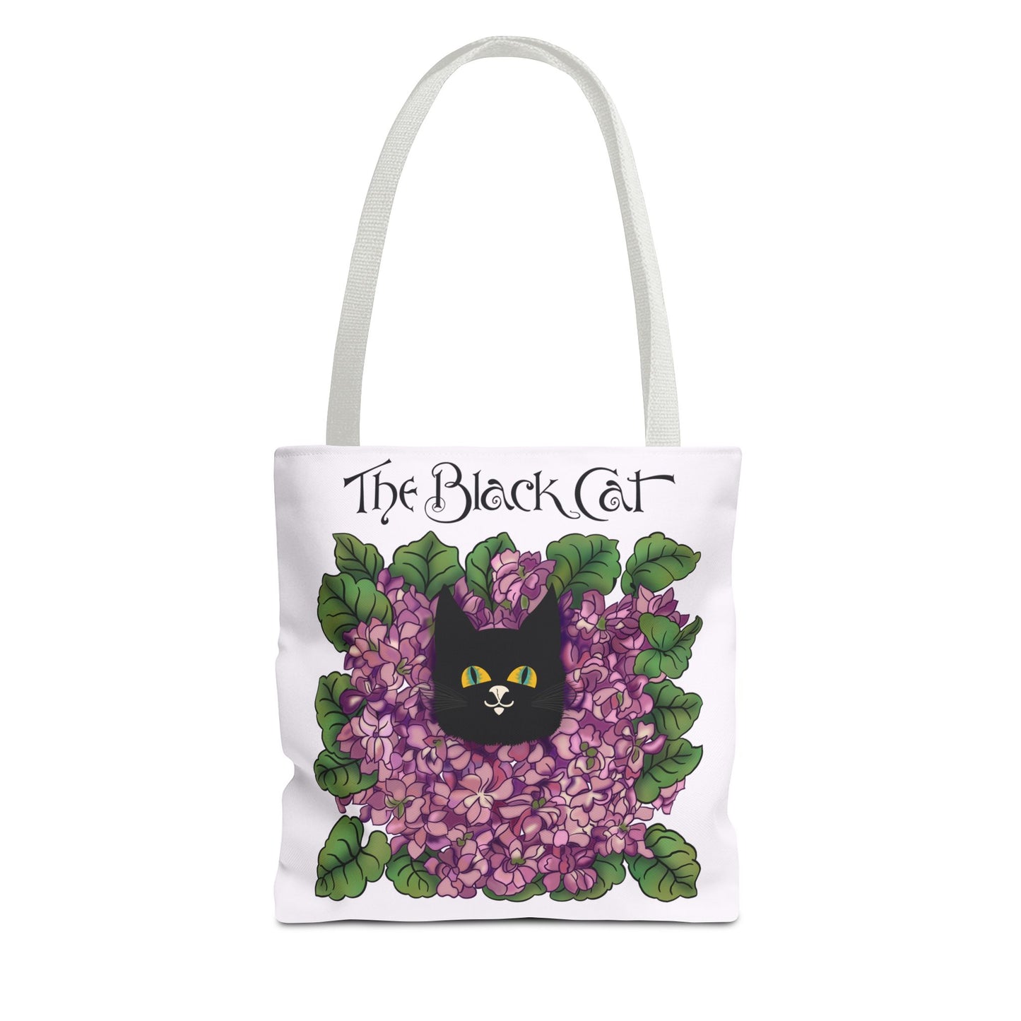Black Cat Lilac Tote Bag — "The Black Cat" AOP Canvas Tote