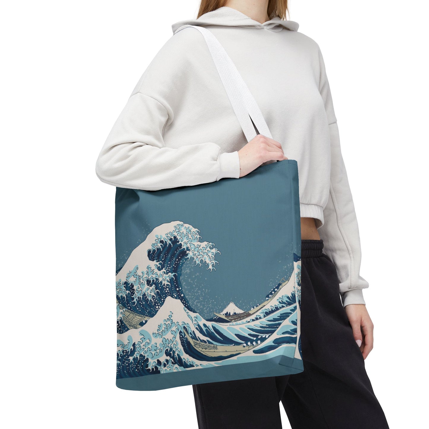 Hokusai Great Wave Tote Bag — Japanese Wave Print All-Over Canvas Beach & Market Tote
