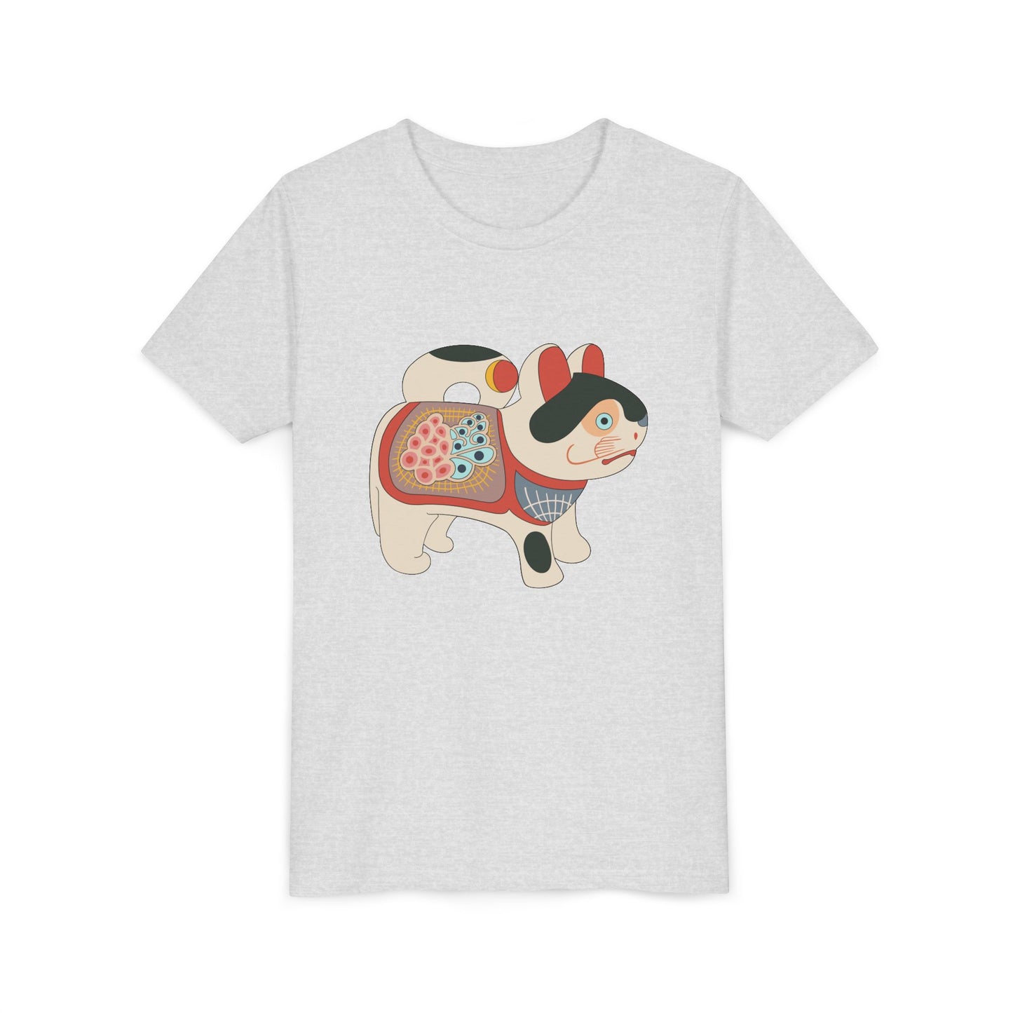 Lucky Inu Hariko illustration by Kawasaki Kyosen Youth Tshirt— Japanese Lucky Cat Tee
