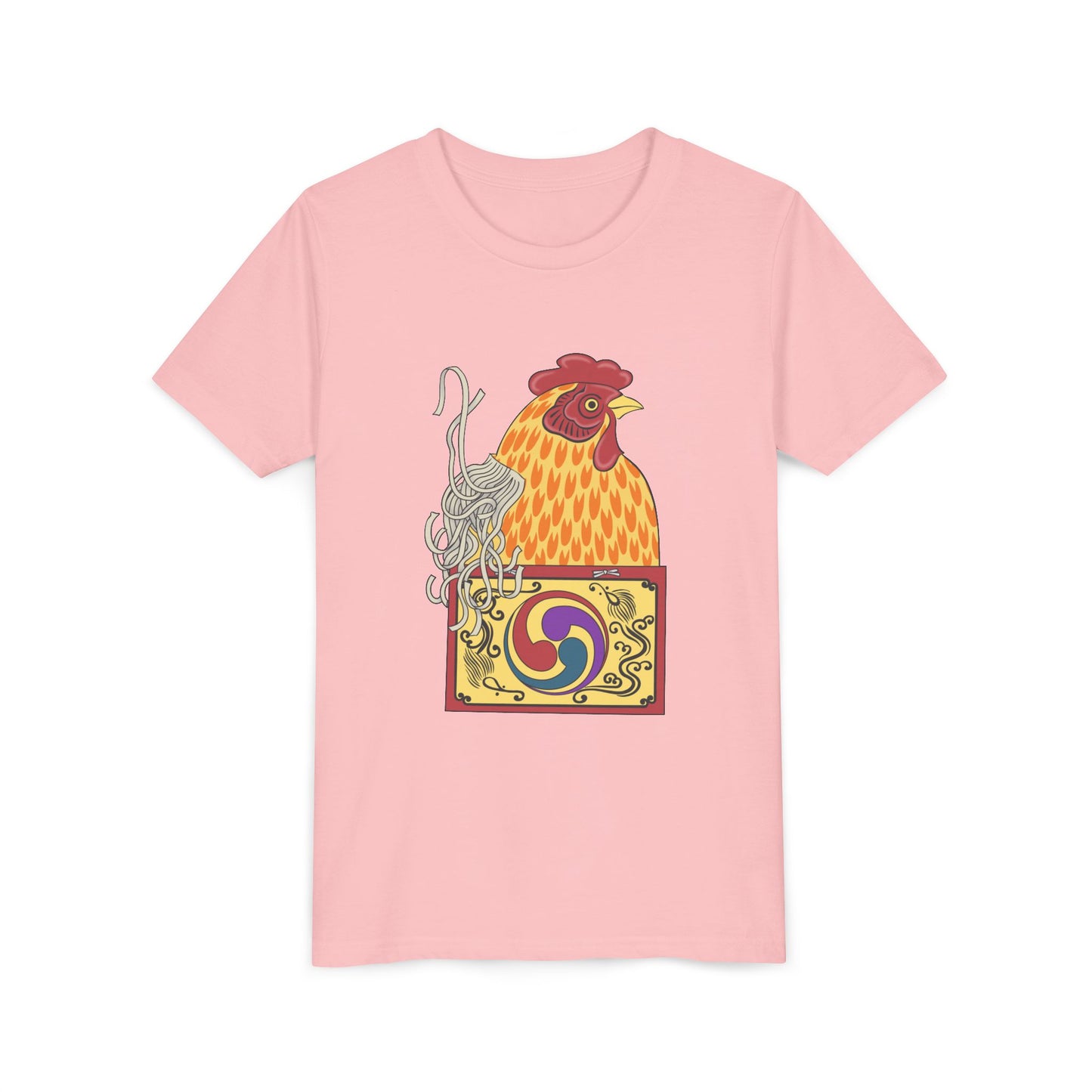 Japanese Rooster  Youth T-Shirt — Colorful Rooster Shimizu Seifū
