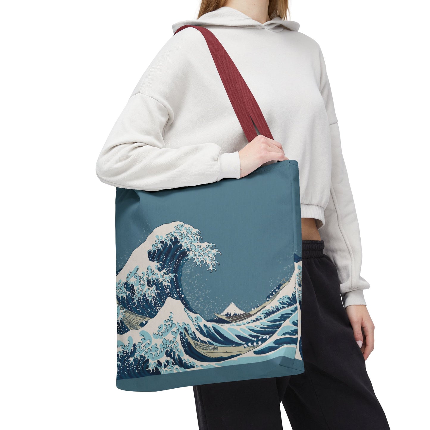 Hokusai Great Wave Tote Bag — Japanese Wave Print All-Over Canvas Beach & Market Tote