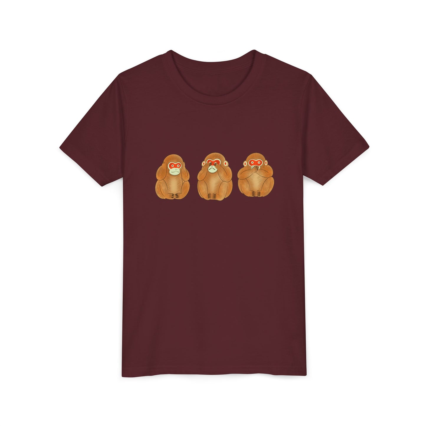 Three Wise Monkeys Fushimi clay doll Youth TShirt | Three Wise Monkeys