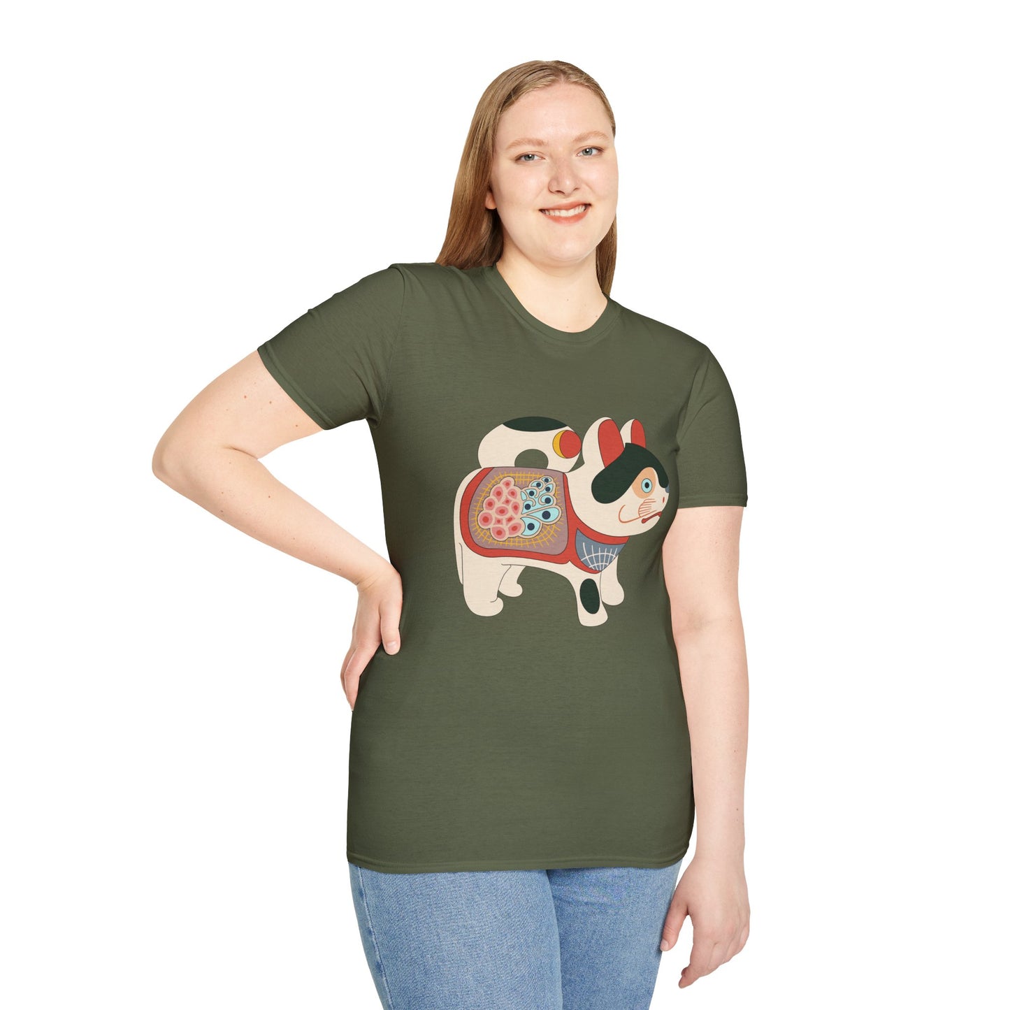 Lucky Inu Hariko illustration by Kawasaki Kyosen Tshirt— Japanese Lucky Cat Tee