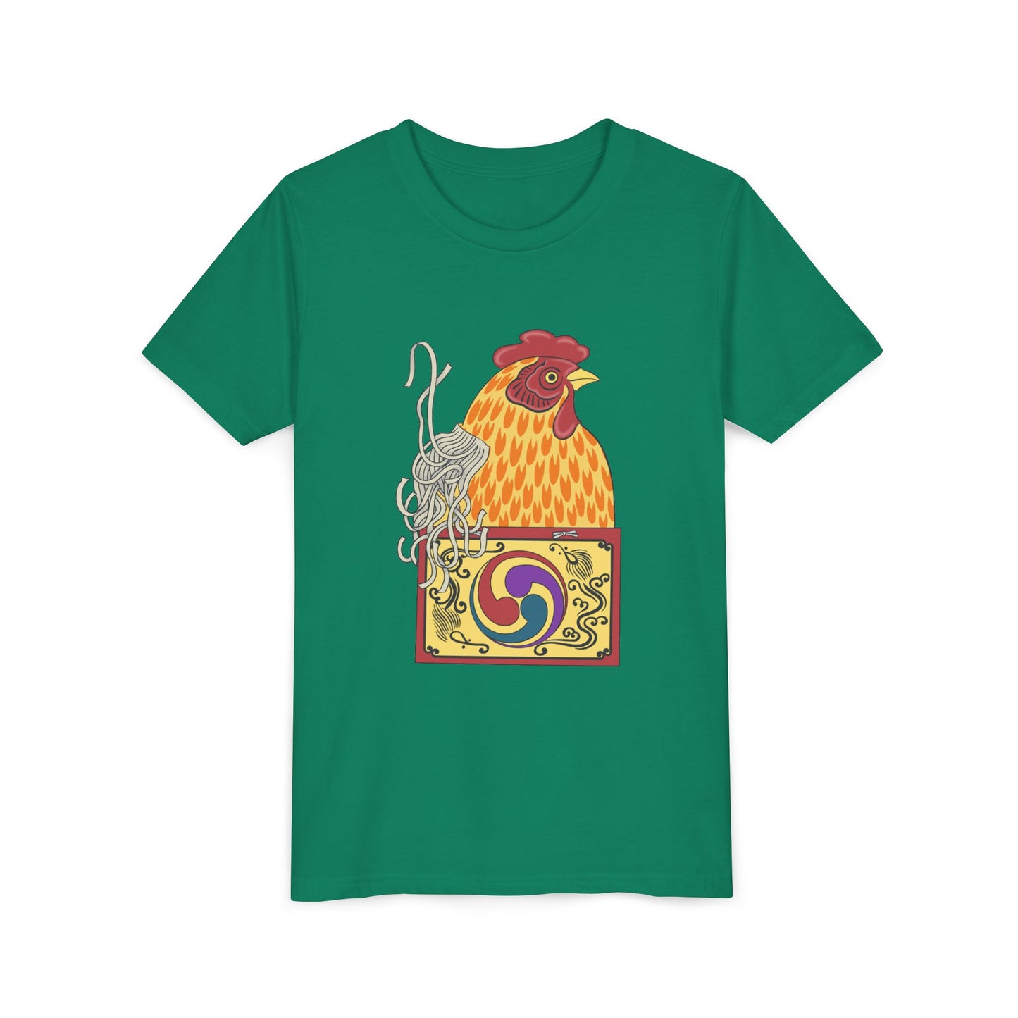 Japanese Rooster  Youth T-Shirt — Colorful Rooster Shimizu Seifū