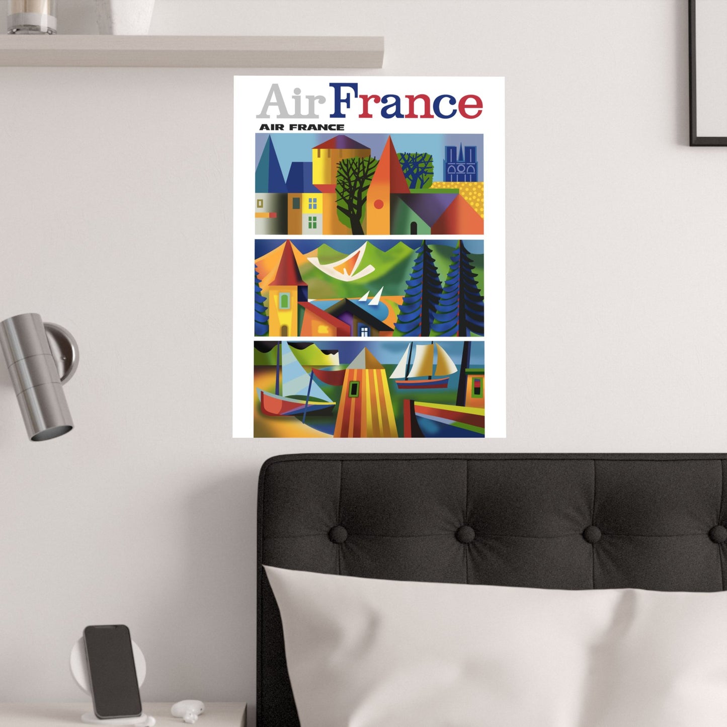 Vintage Air France Travel Destination Satin Poster