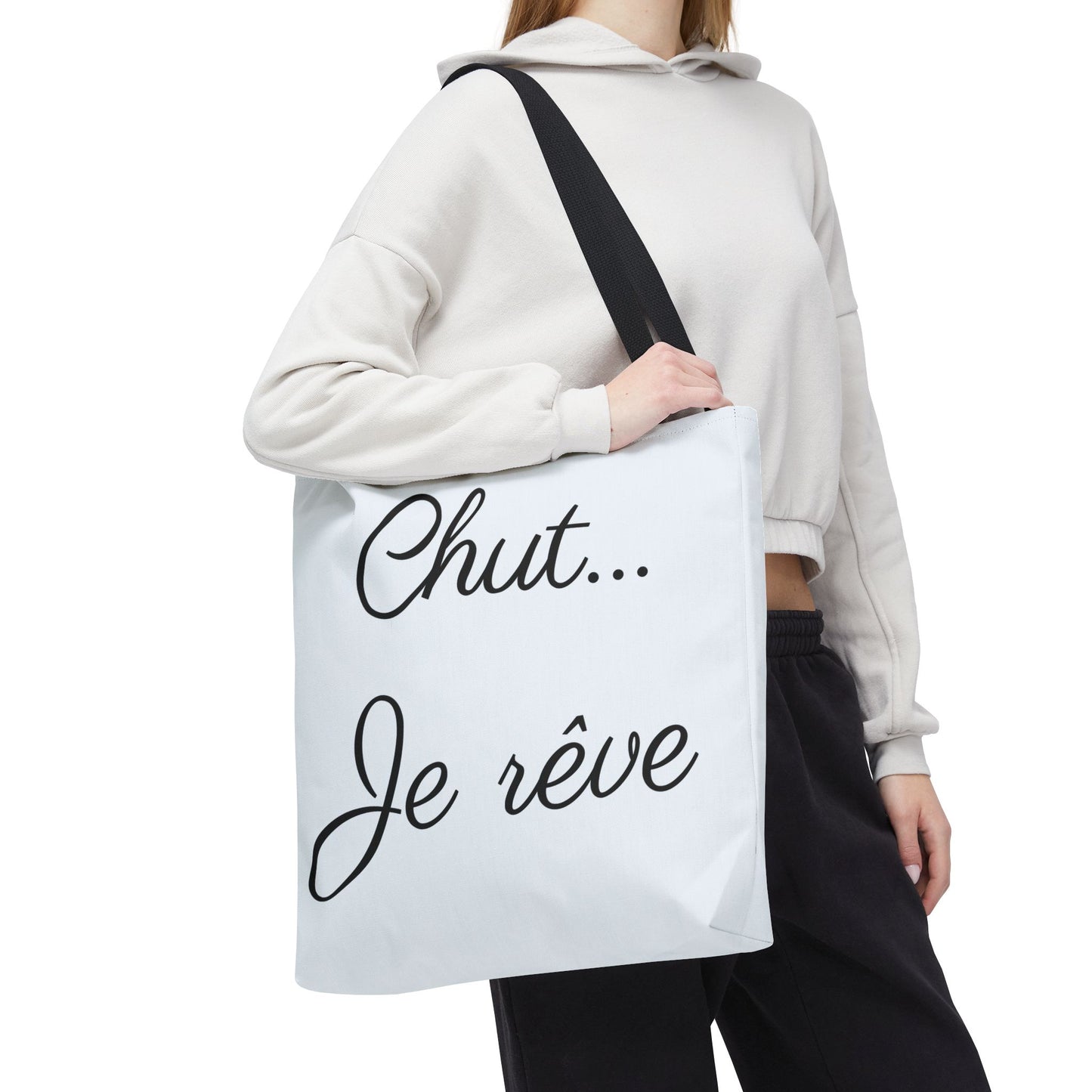 Tote Bag — "Chut... Je rêve" French Script Reversible Tote