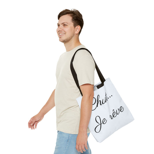 Tote Bag — "Chut... Je rêve" French Script Reversible Tote