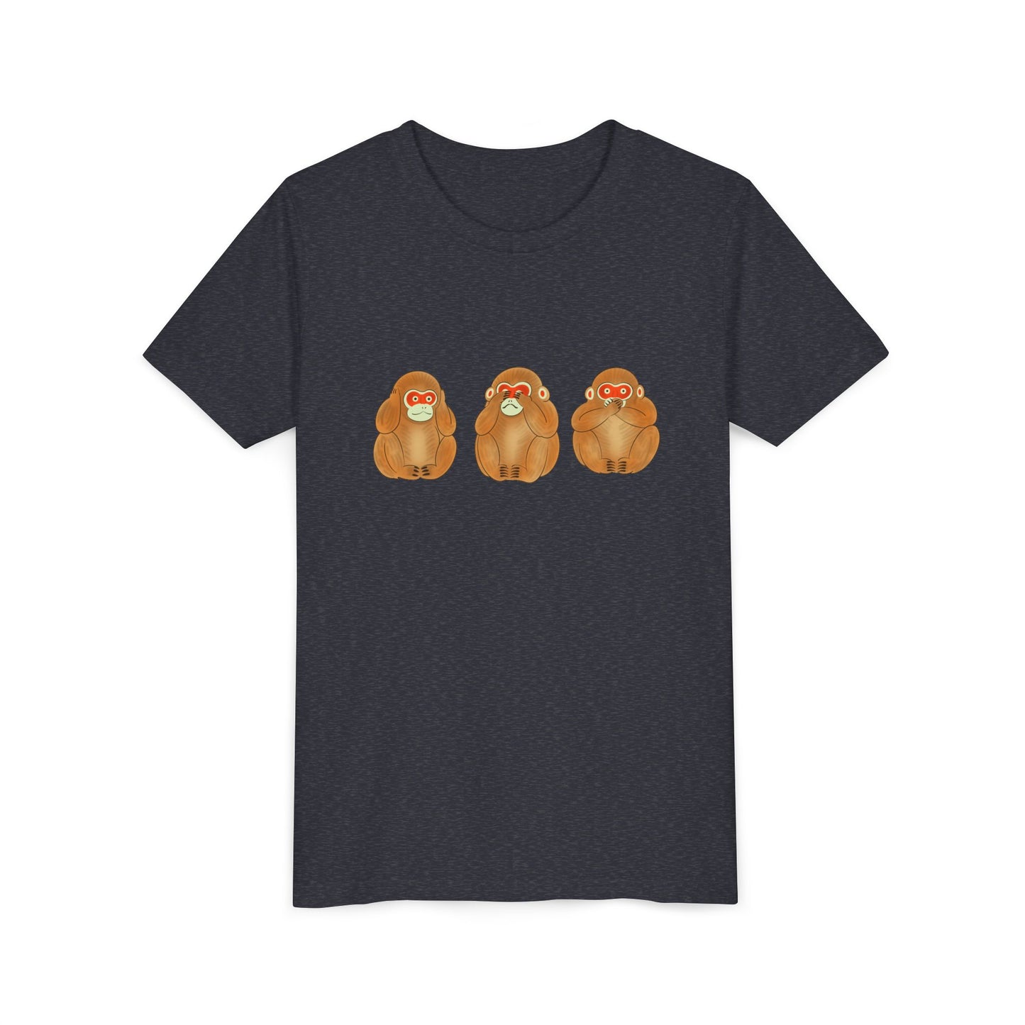 Three Wise Monkeys Fushimi clay doll Youth TShirt | Three Wise Monkeys