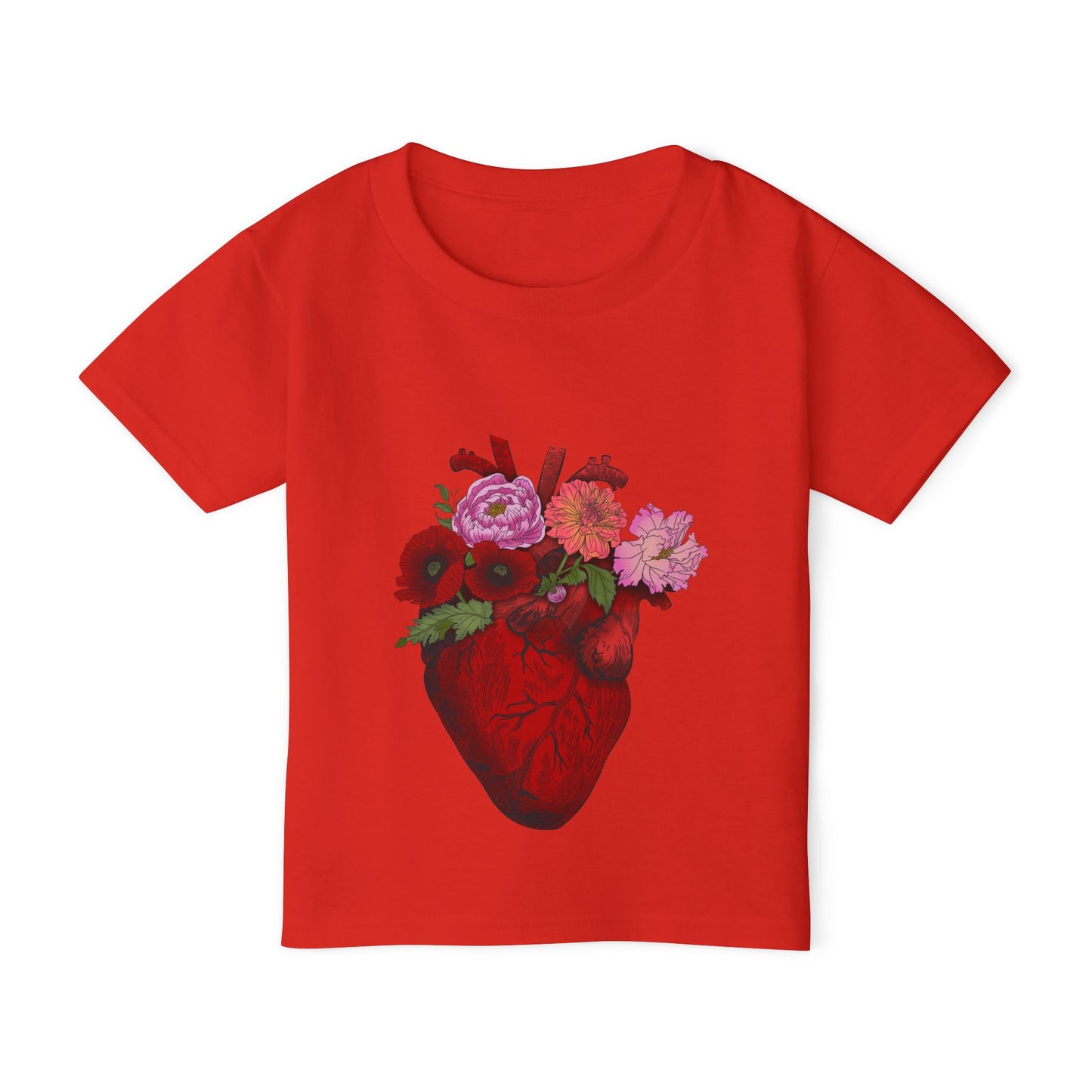Floral Heart Toddler T-Shirt — Floral Anatomical Heart Graphic