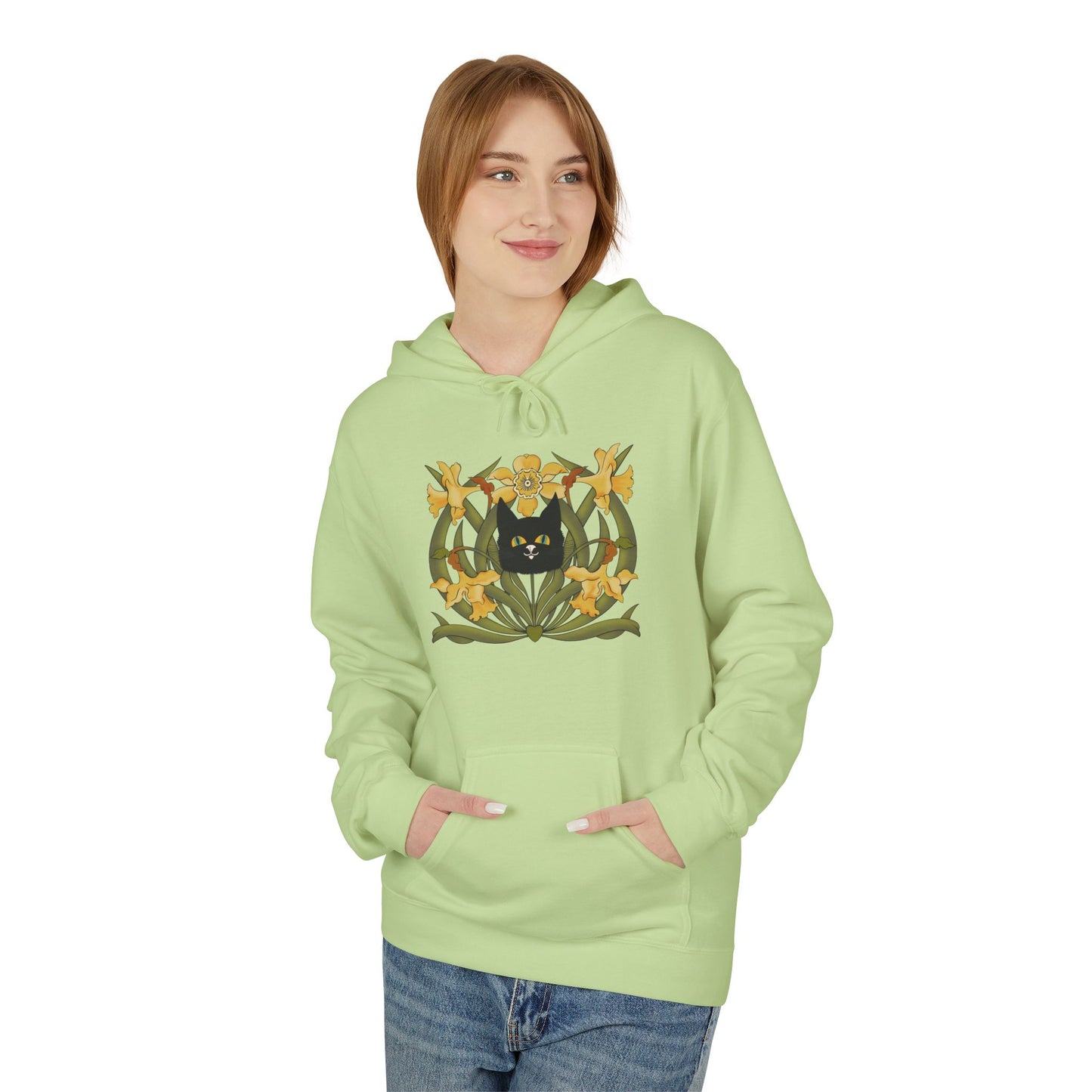 Daffodil Crest Hoodie — Vintage Floral Emblem Pullover