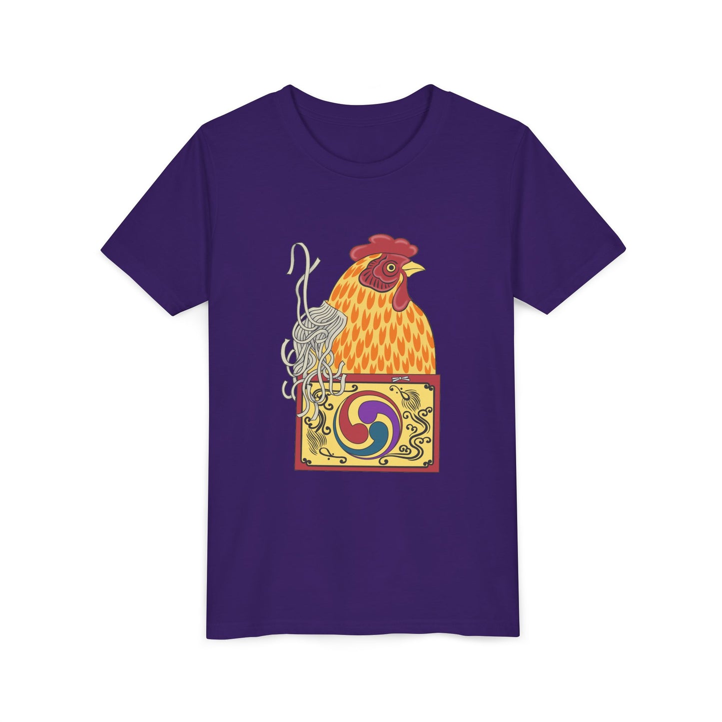 Japanese Rooster  Youth T-Shirt — Colorful Rooster Shimizu Seifū