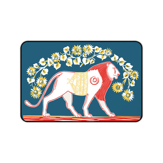 Vintage Lion Desk Mat with Floral Design
