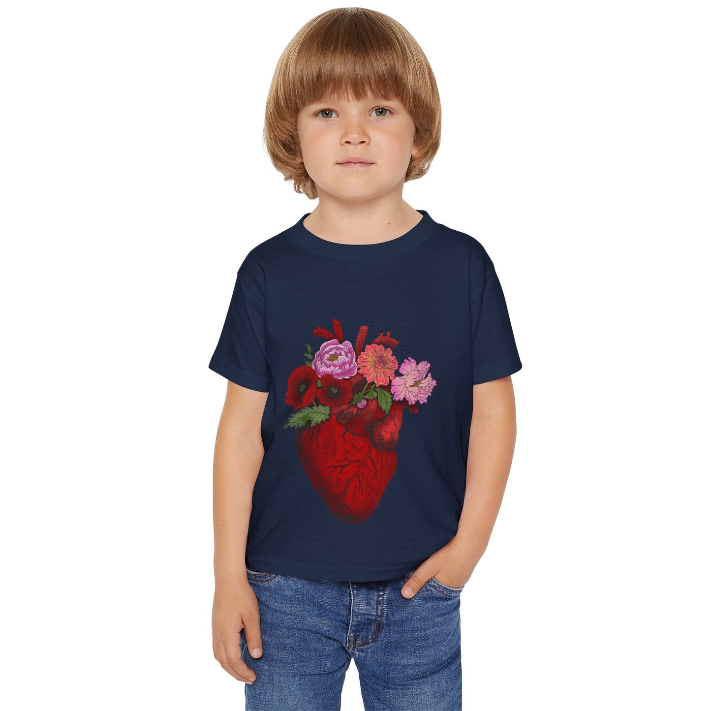 Floral Heart Toddler T-Shirt — Floral Anatomical Heart Graphic