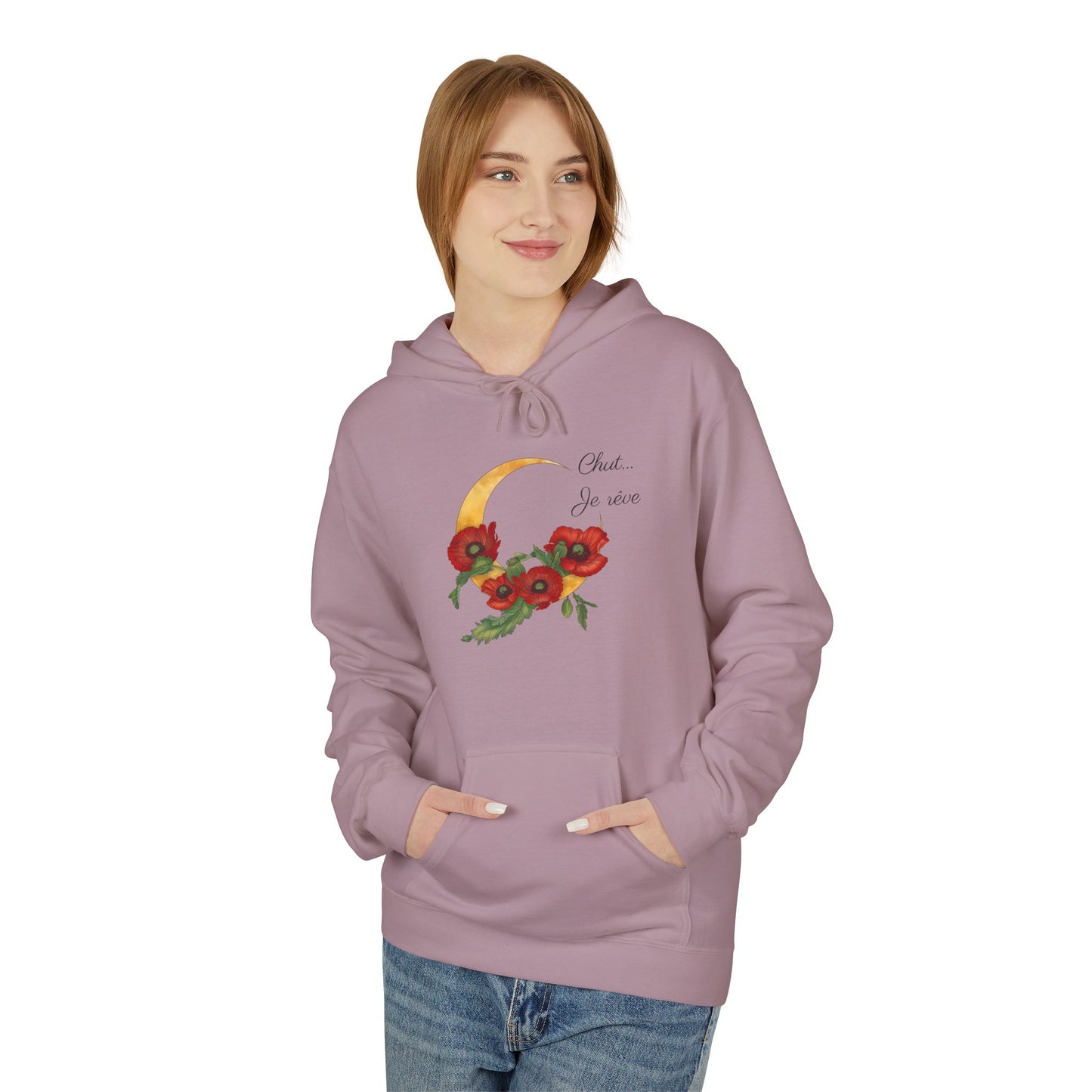 "Chut... Je rêve" Minimal French Script Hoodie Pullover