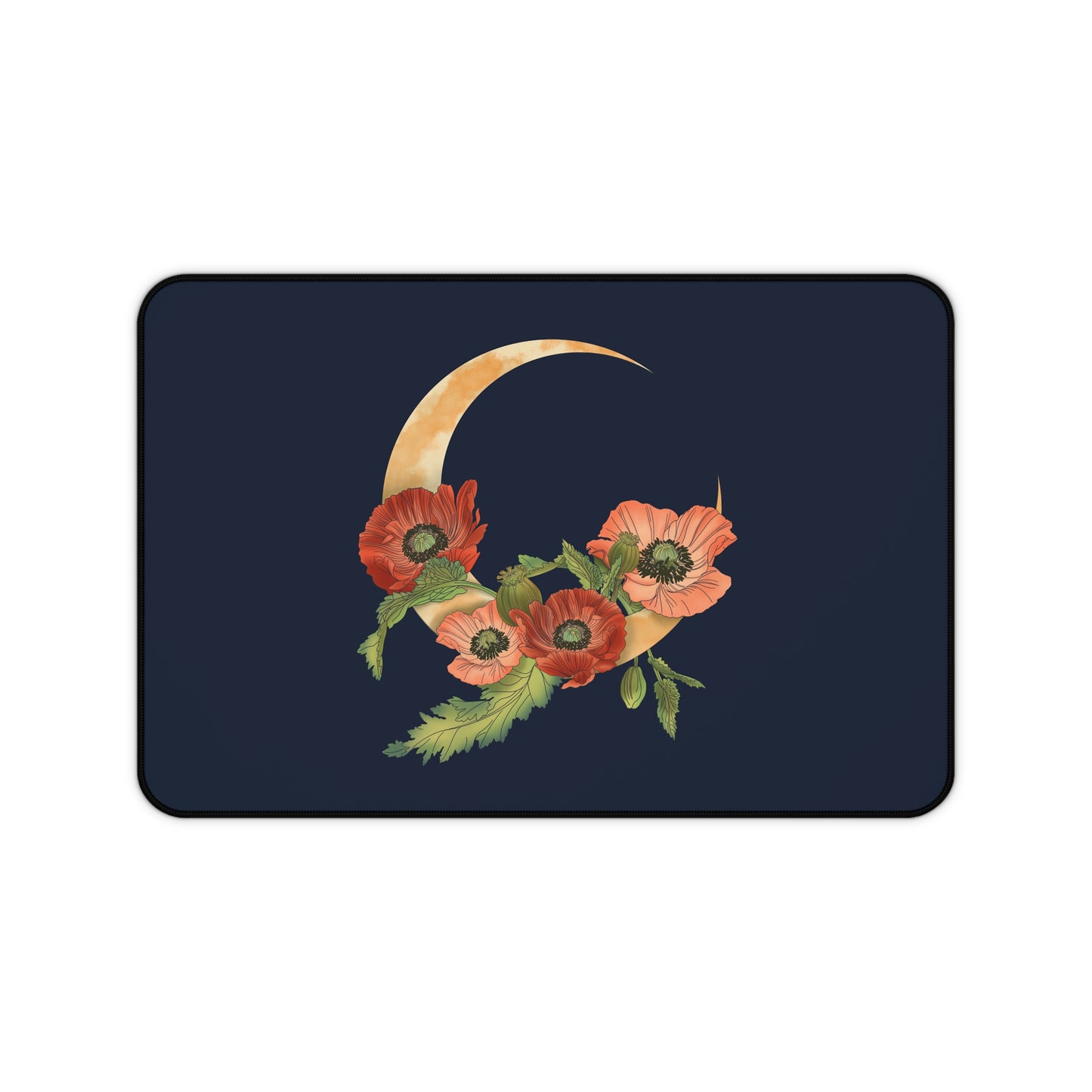 Poppies Crescent Moon Desk Mat