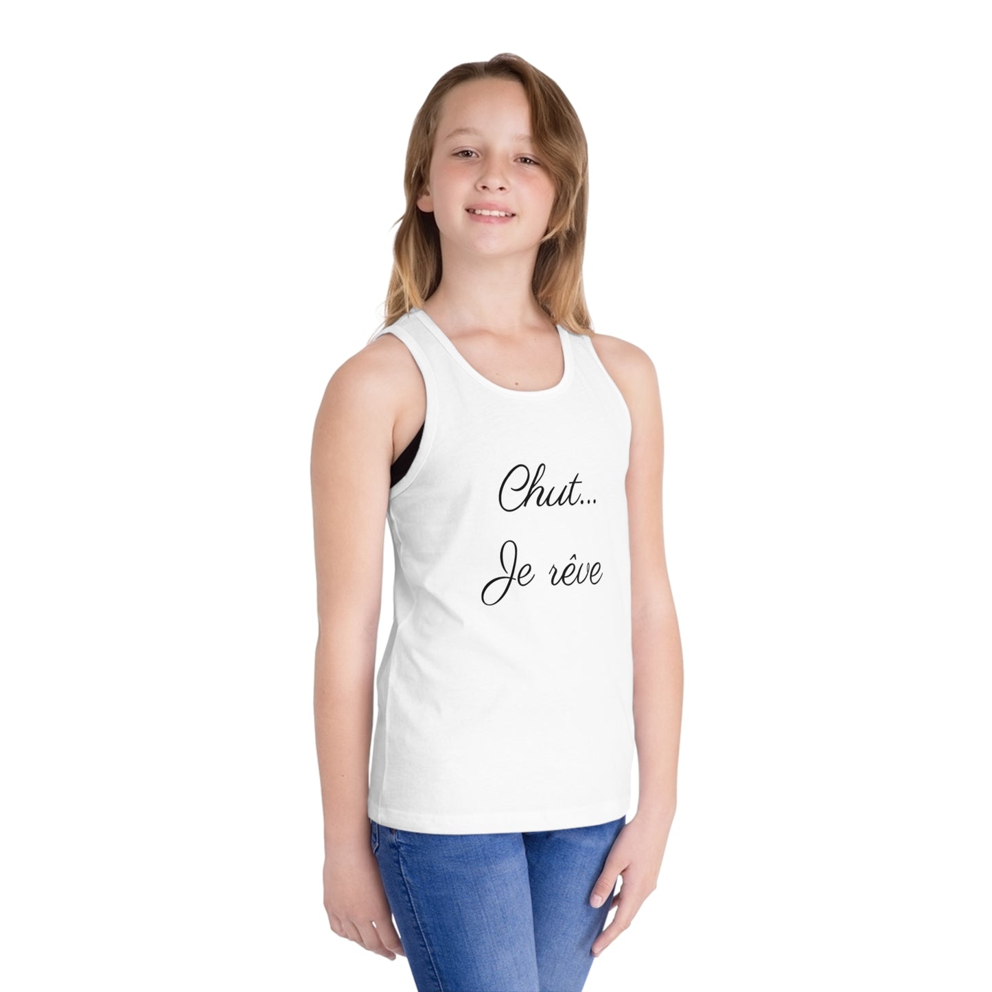 Kids' Tank Top — "Chut... Je rêve" French Script Sleepy Dreamer Tee