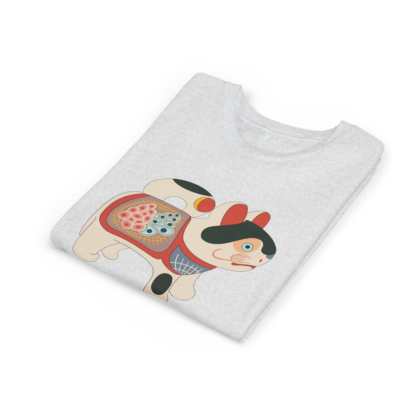 Lucky Inu Hariko illustration by Kawasaki Kyosen Youth Tshirt— Japanese Lucky Cat Tee