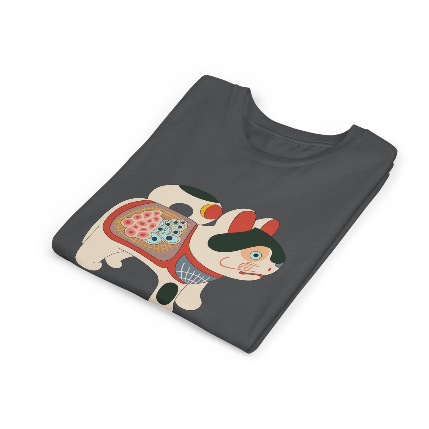 Lucky Inu Hariko illustration by Kawasaki Kyosen Youth Tshirt— Japanese Lucky Cat Tee