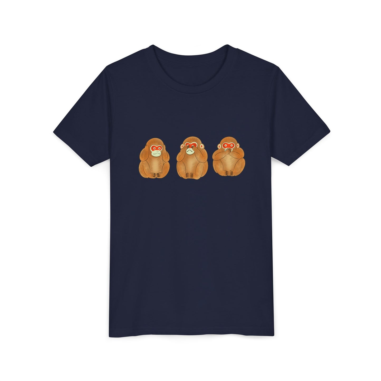 Three Wise Monkeys Fushimi clay doll Youth TShirt | Three Wise Monkeys