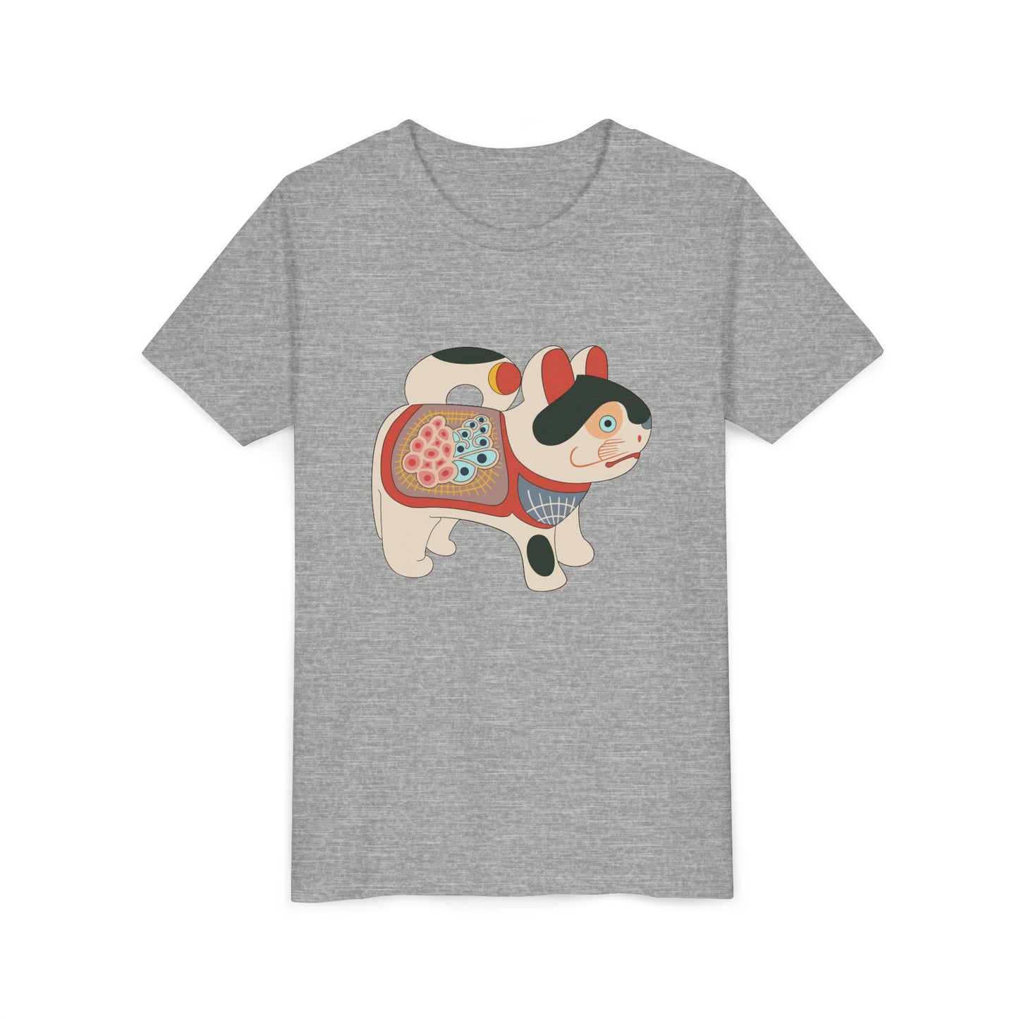 Lucky Inu Hariko illustration by Kawasaki Kyosen Youth Tshirt— Japanese Lucky Cat Tee