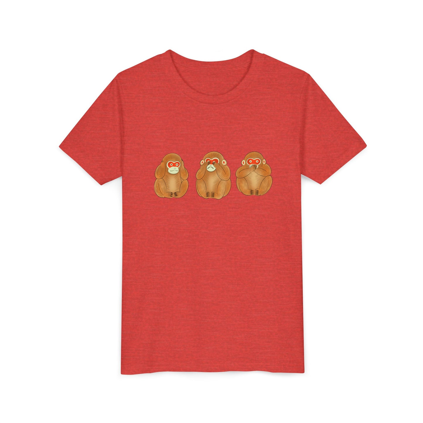 Three Wise Monkeys Fushimi clay doll Youth TShirt | Three Wise Monkeys